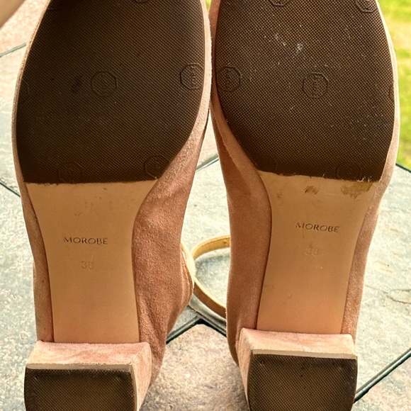 Shrimp pink vintage MOROBE Luxury House Soft Suede Block Heel Mary Janes Size 38 - Picture 6 of 16